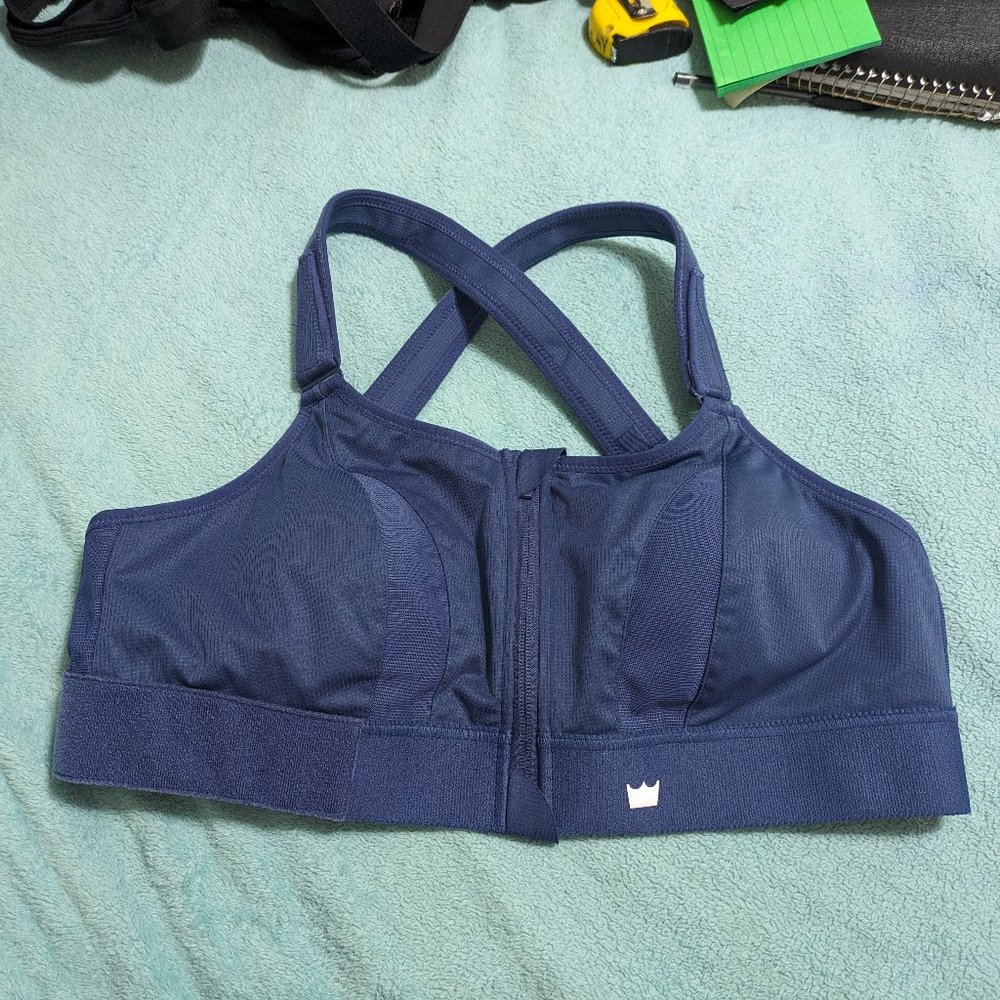 Women's Front-Zip Support Sports Bra - Navy